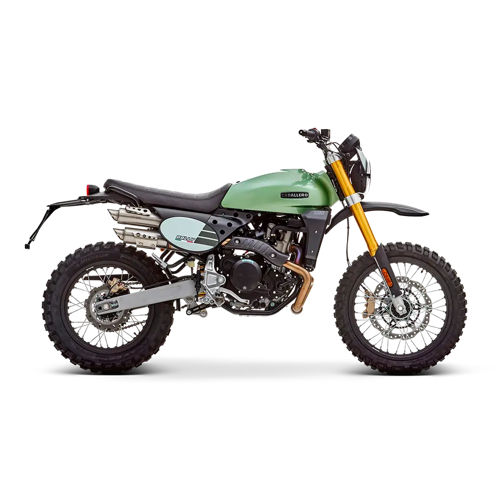 Motocicleta Caballero 500 Rally de Fantic con equipamiento off-road